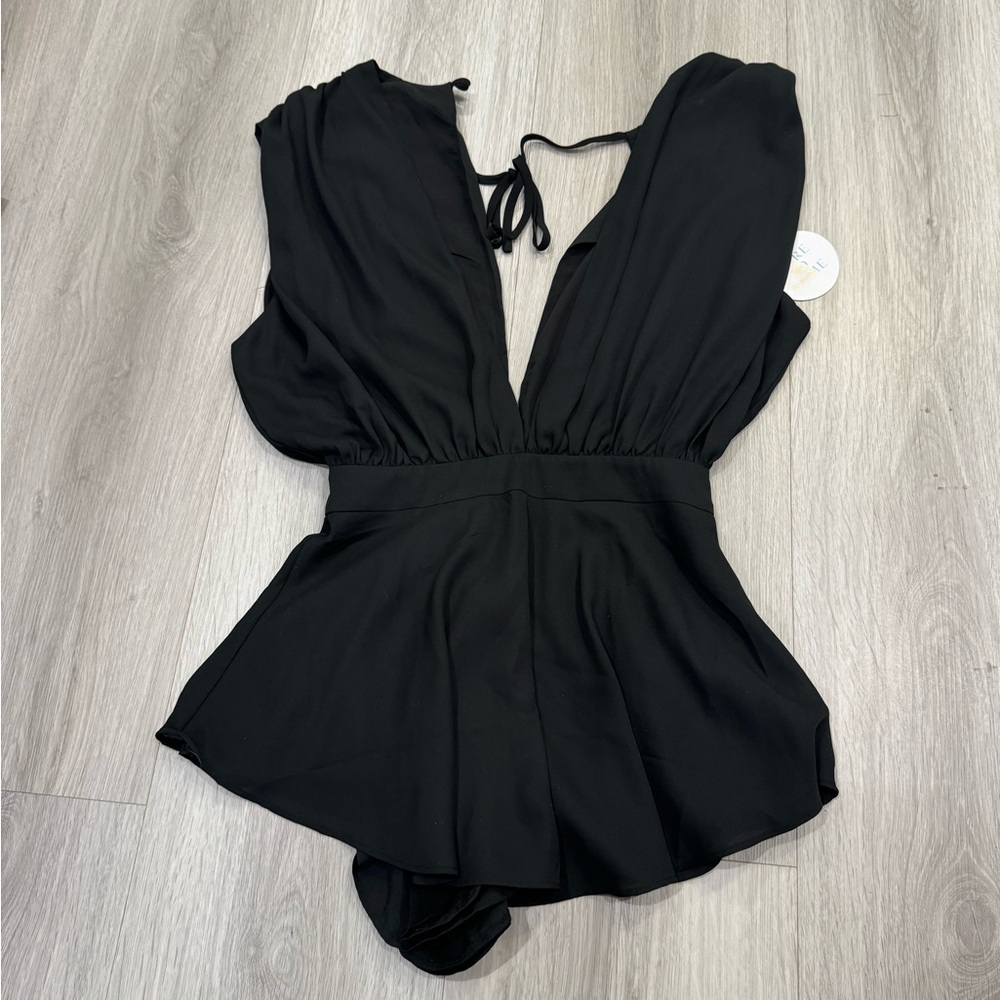 Elegant Black Plunge Bodysuit
